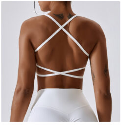 Backless white sports bra